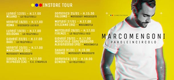 Marco Mengoni, calendario del Paroleincircolo instore tour: incontrerà i fan in 12 città italiane