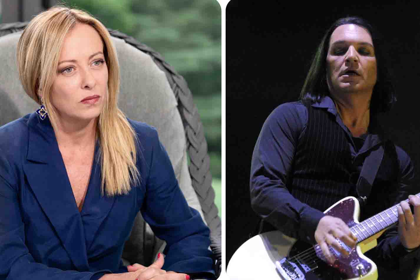 A sinistra Giorgia Meloni, che querela per diffamazione Brian Molko dei Placebo