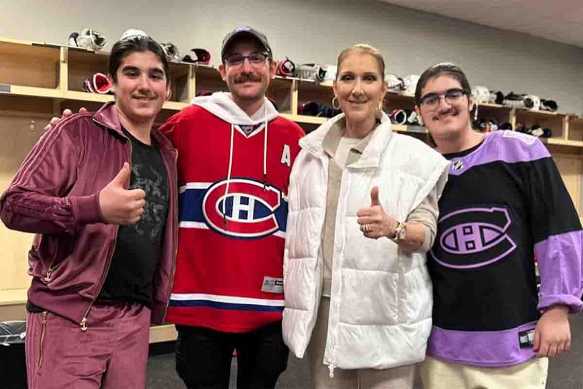 Celine Dion con i figli negli spogliatori dei Montreal Canadiens